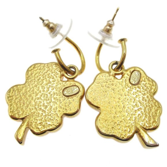 Chanel Clover Dangle Piercing Earrings Gold 03P - Picture 3 of 4
